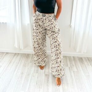 Trendy Camouflage Wide Leg Women's Pants